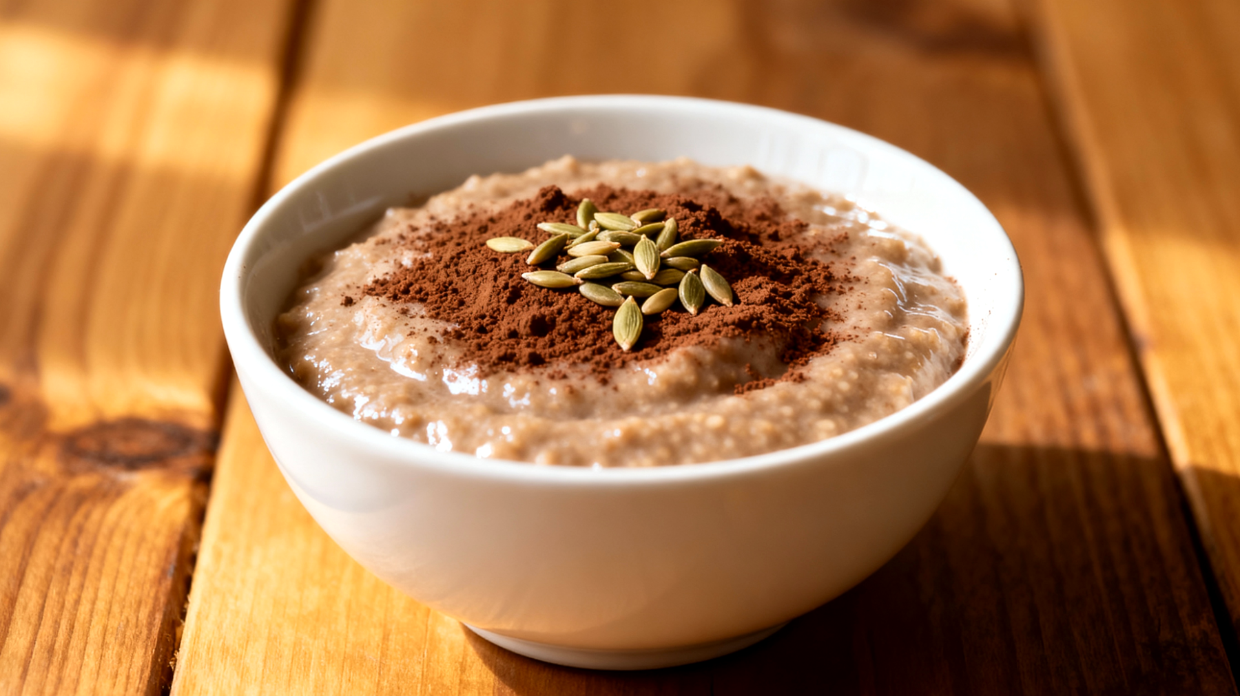 Amaranth-Pudding mit Kakao und Hanfsamen"