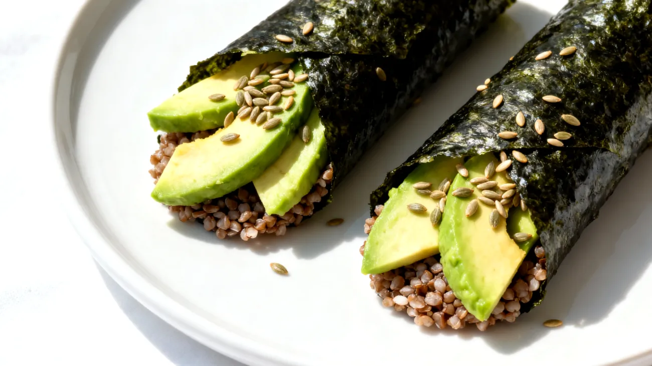 Buchweizen-Nori-Wraps mit Avocado und Hanfsamen"