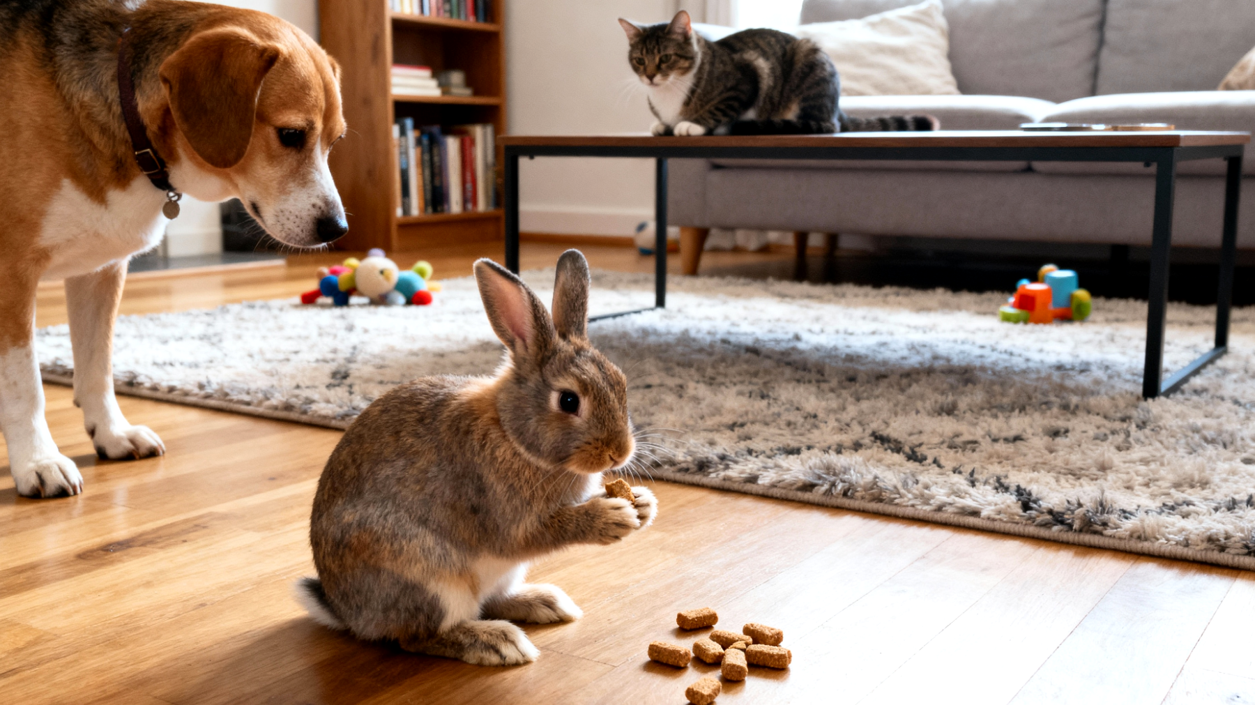 Schwierigkeiten beim Training von Kaninchen in einem Mehrtierehaushalt, wo andere Haustiere das Lernverhalten beeinträchtigen und Ablenkungen schaffen"